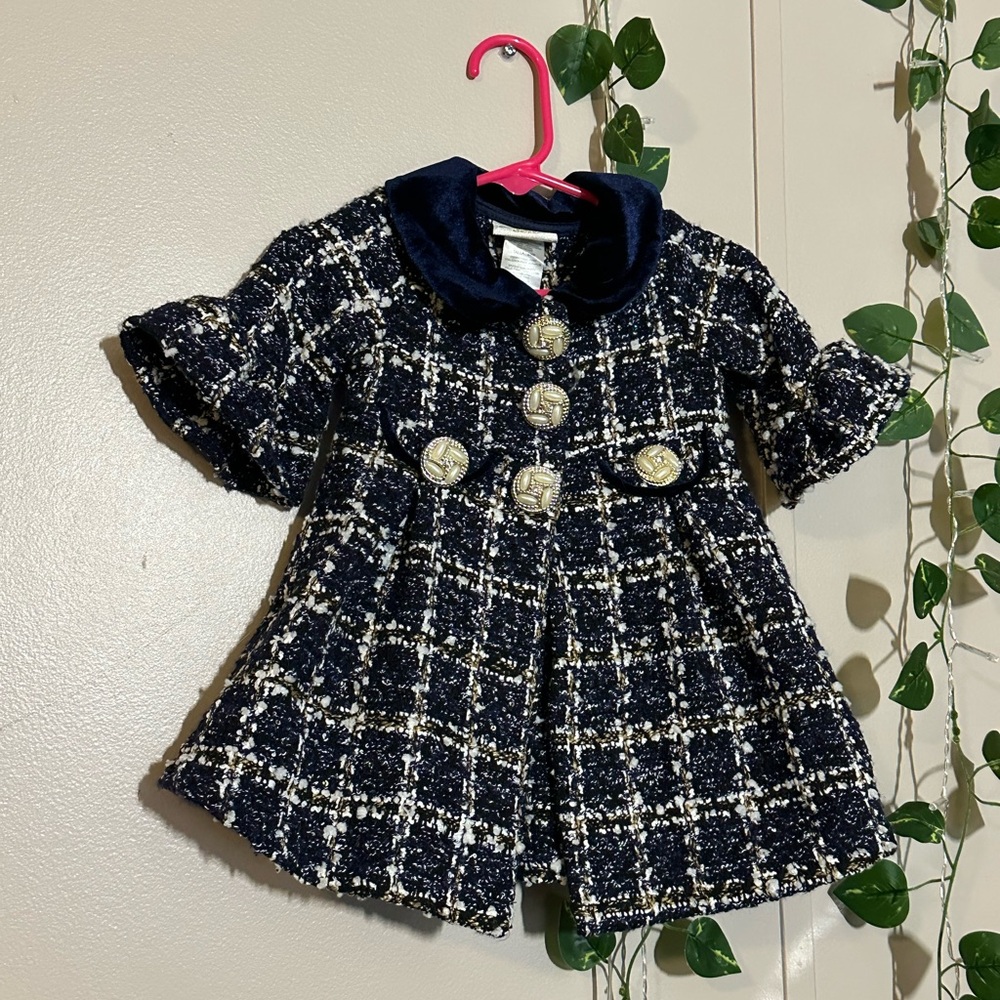 Blueberry Blvd Navy Plaid Pea Coat for Infant
